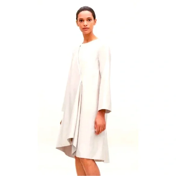 COS | Asymmetric Pleat Long Sleeve Abstract Dress Size 10, artful painting - Picture 6 of 8